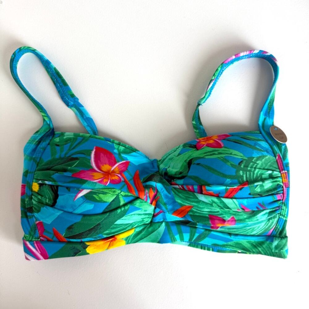 NIPTUCK SWIM Bikini Top Tropical Floral Print Multifit‎ Padded Molded Cups Sz 6